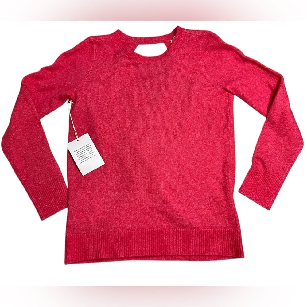 LOFT Hot Pink Open Back Faux Wrap Limited Edition Long Sleeve Sweater